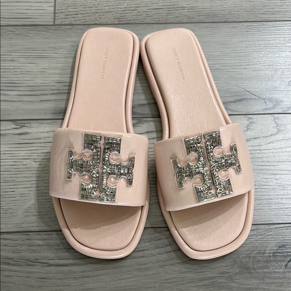 Tory Burch Shoes - Tory Burch Pink Sandals with Metallic Logo